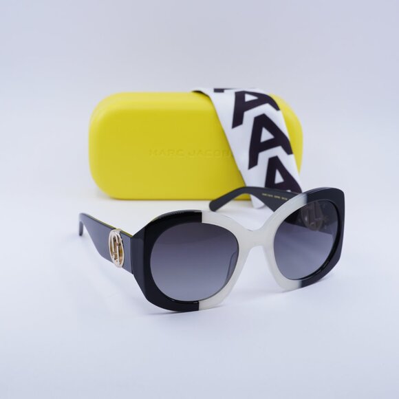 Marc Jacobs MARC 722/S 0CCP 9O Round Sunglasses - White Black\Dark Grey Gradient - Picture 4 of 9